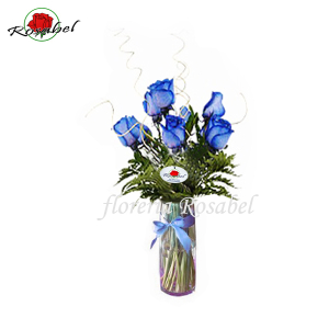 Florero de 10 Rosas Azules