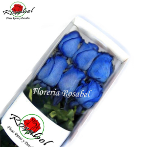 Caja con 6 Rosas Azules Caja con 6 Rosas Azules