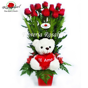 Arrangement of Red Roses and Flower Bouquets for Valentine's Day