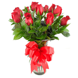 jarrón con 12 rosas rojas jarrón con 12 rosas rojas