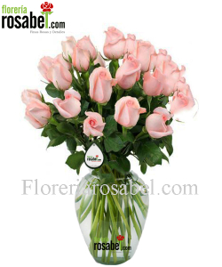 Florero con rosas Rosadas
