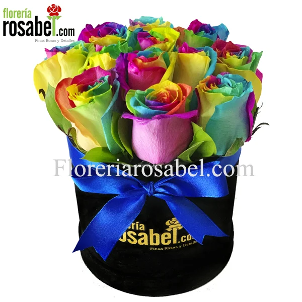 Box de 12 Rosas multicolor arcoíris lima peru