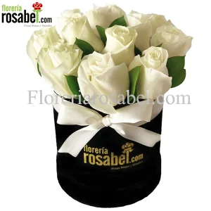 Caja, Box negra con Rosas Blancas