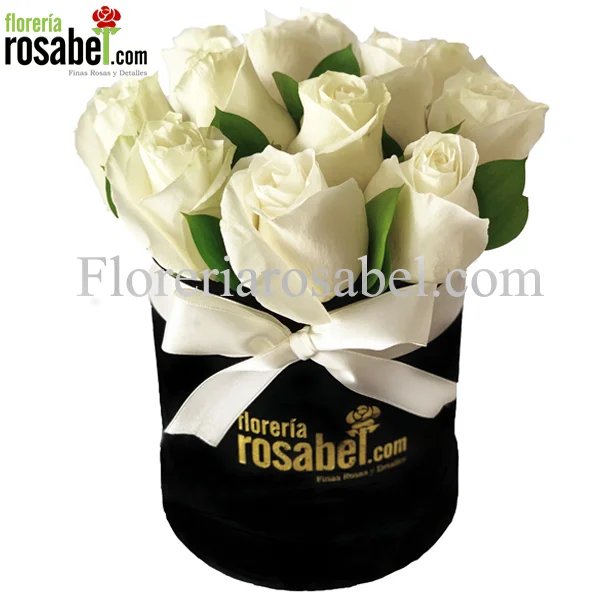 Caja, Box negra con Rosas Blancas