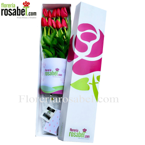 caja de 10 tulipanes rojos caja de 10 tulipanes rojos