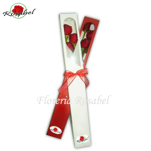 Caja con 3 rosas rojas para regalar Caja con 3 rosas rojas para regalar