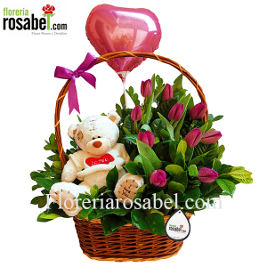 Canasta de tulipanes, lila, morado delivery lima peru Canasta de tulipanes, lila, morado delivery lima peru