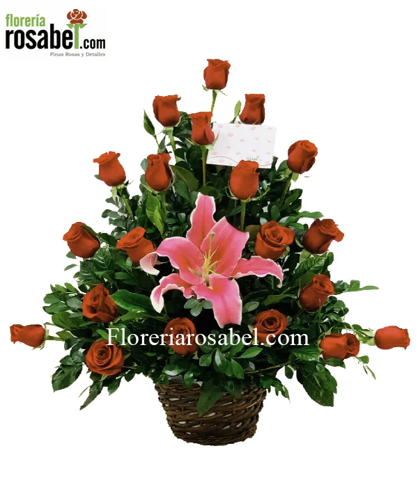 Canasta de Rosas Rojas Bella