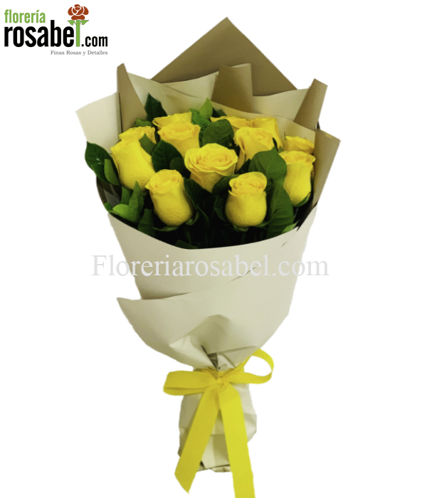 Elegant Bouquet of 12 Yellow Roses