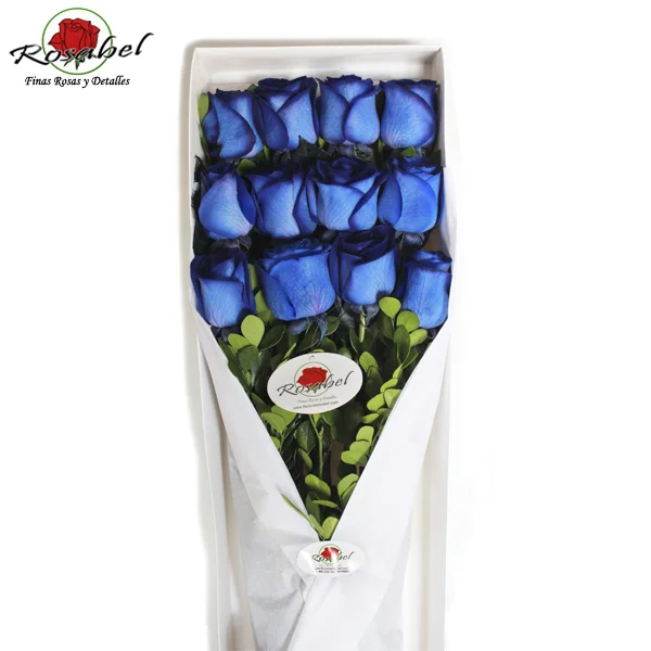 Caja de 12 Rosas Azules, delivery