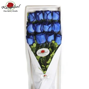 Caja de 12 Rosas Azules, delivery