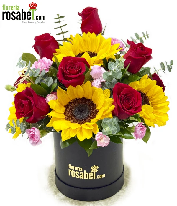 Box de Rosas Claveles y Girasoles