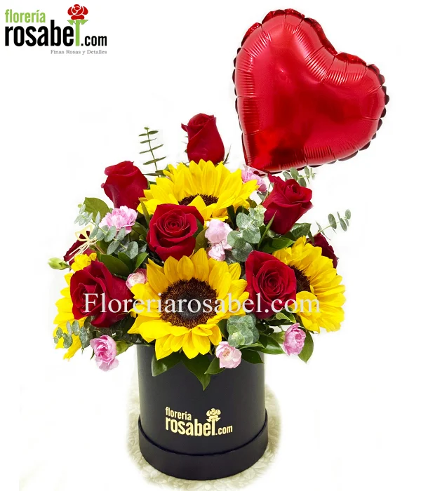 Box de Girasoles y Rosas Rojas