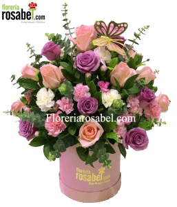 Box de Rosas Rosadas y Lila