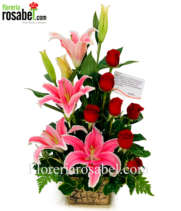Arreglos Florales para cumpleaños para mujer  lirios y rosas