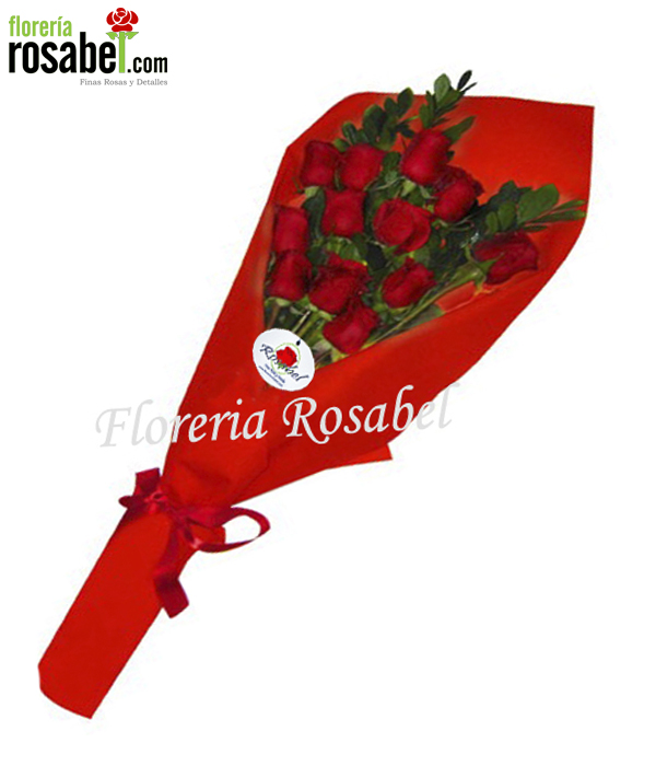 Precio Ramo de 12 rosas rojas premium con follaje y lazo elegante – Florería Rosabel, Lima Perú