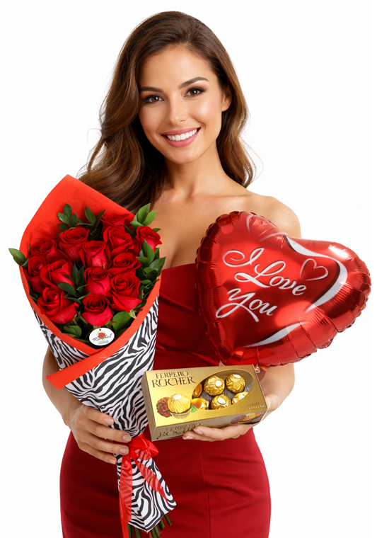 Ramo de 12 rosas rojas San Valentín con envío a domicilio en Lima