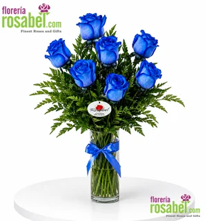 Florero de 6 rosas azules con delivery en Lima