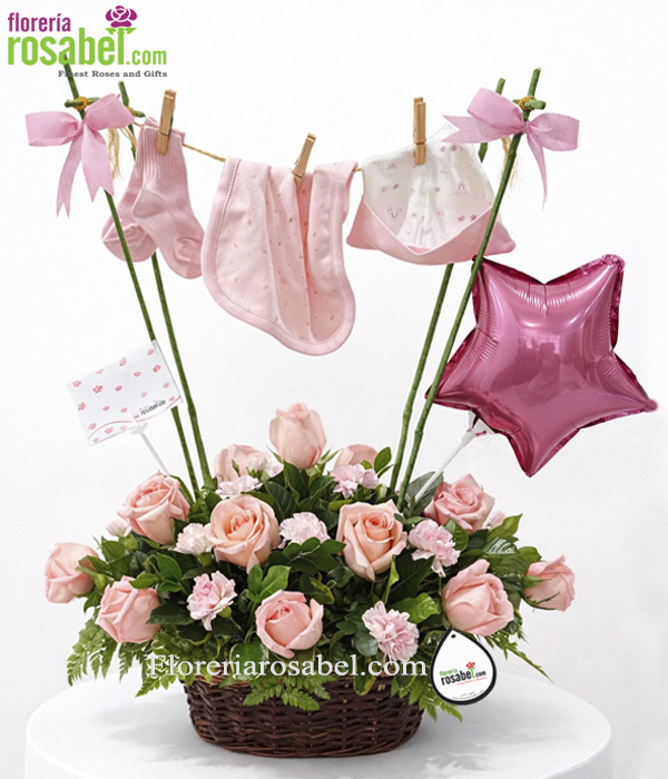 arreglo tendal nacimiento niña en Lima Florería Rosabel