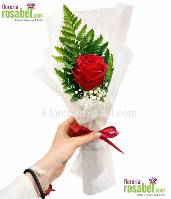 Ramito de 1 rosa roja individual con entrega a domicilio en Lima