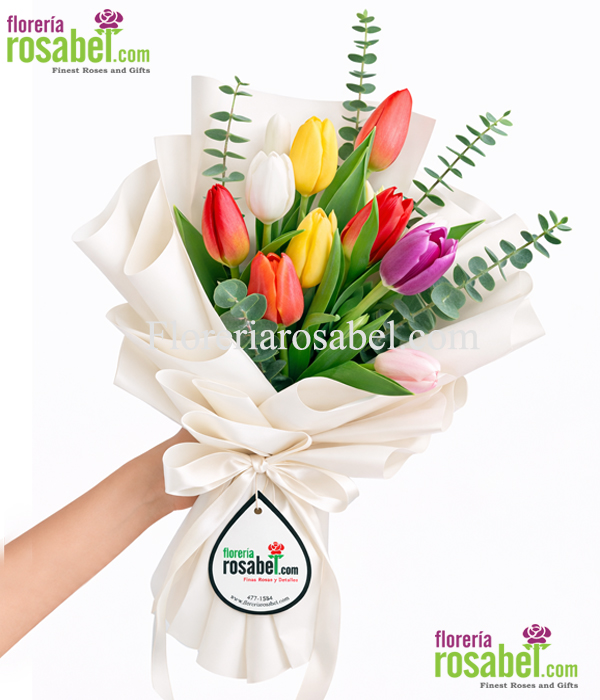 Ramo con 10 tulipanes de colores mixtos flores frescas delivery Lima