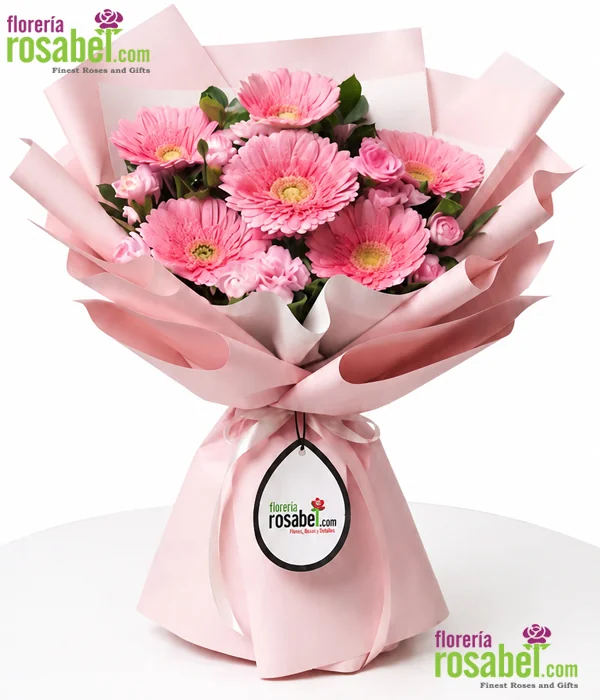 Ramo de gerberas rosadas y claveles con delivery en Lima
