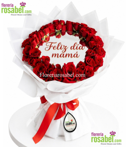 Ramo con espejo en medio para mamá con rosas rojas frescas y delivery en Lima